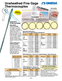 Thumbnail of document Data Sheet - P13R Fine Gage Bare Wire Thermocouple Elements, J, K, T, E, N, R & S